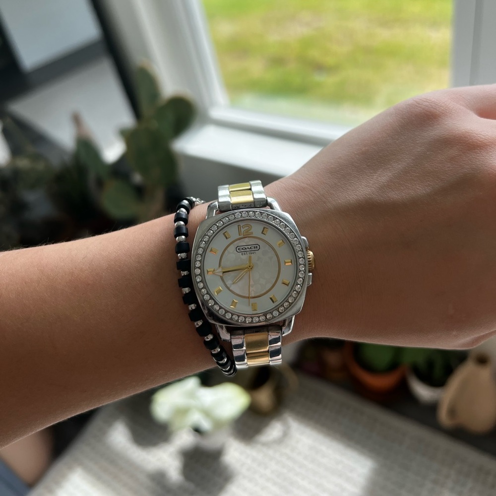 Coach boyfriend watch mixed metal